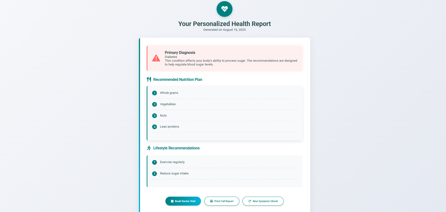 Diet Recommendation Page
